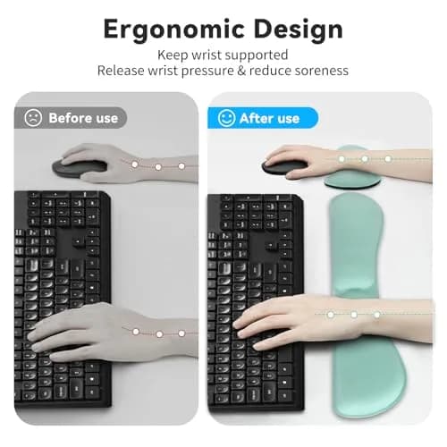 ZIBLY Wrist Rest Keyboard and Mouse Set - Ergonomic Memory Foam Support for Work & Gaming thumbnail 3