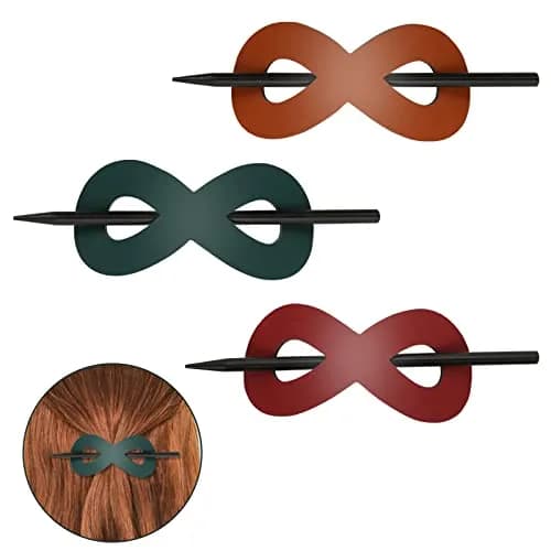 UHOMENY Leather Hair Barrettes 3 Pack | Elegant Faux Leather Hair Clips for Women thumbnail 1