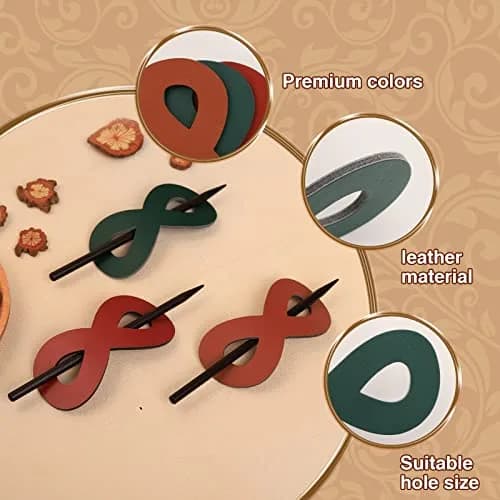 UHOMENY Leather Hair Barrettes 3 Pack | Elegant Faux Leather Hair Clips for Women thumbnail 4