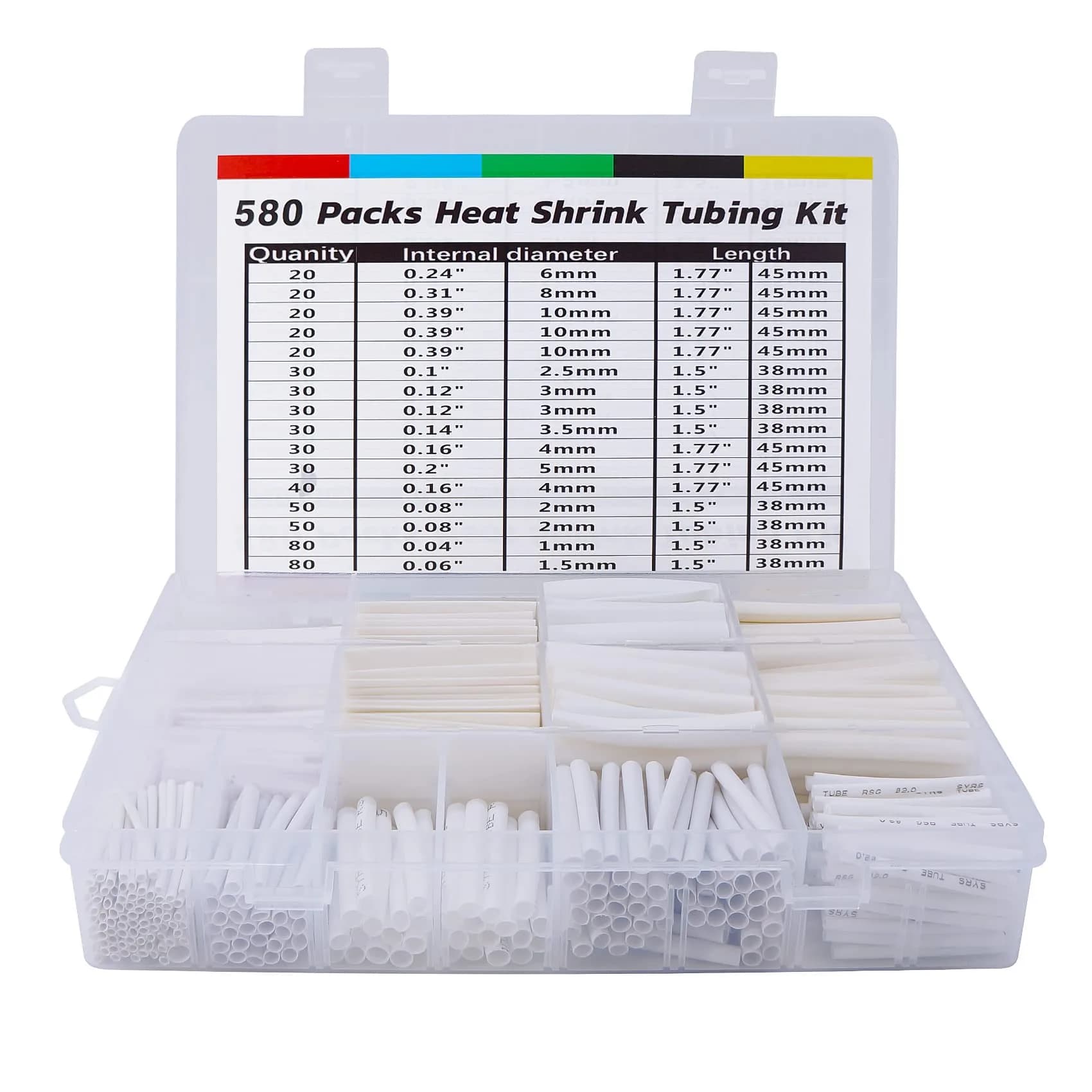 ASHINER 580PCS White Heat Shrink Tubing Kit | Durable Electrical Insulation & Repairs - main product image