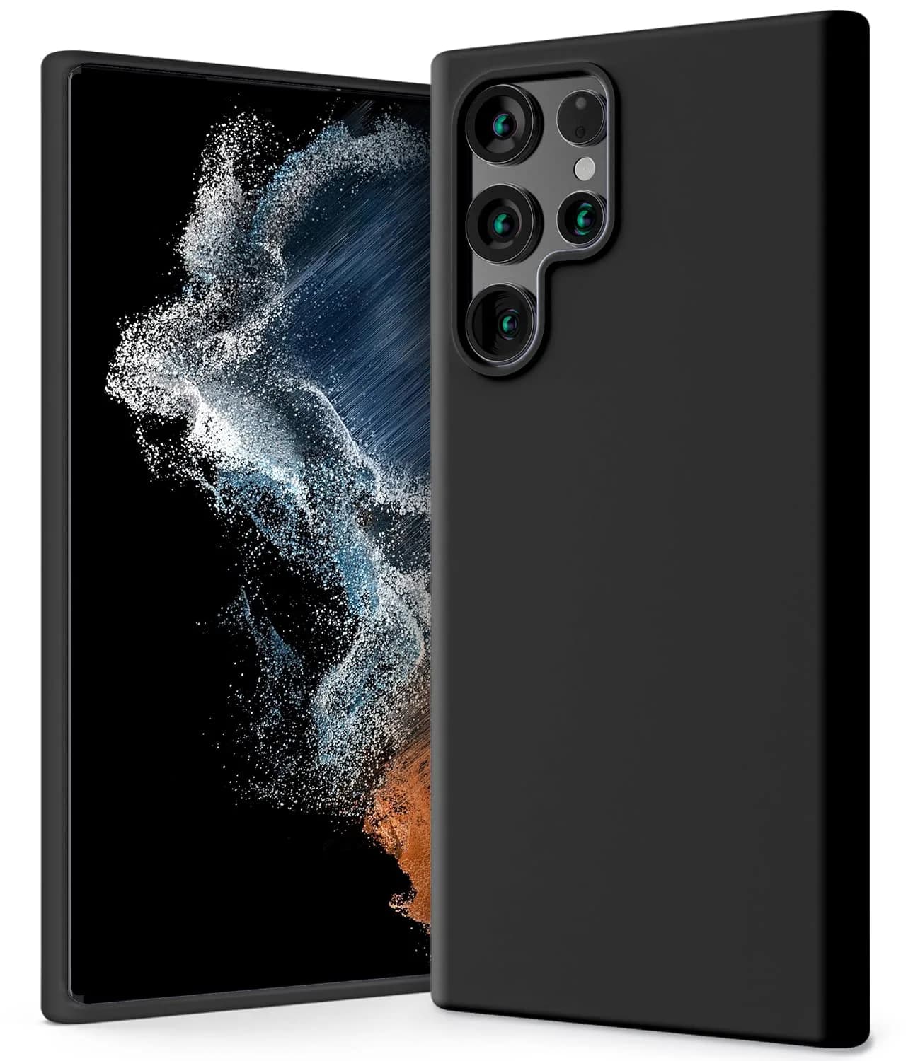 GOOSPERY Liquid Silicone Compatible with Samsung Galaxy S22 Ultra Case, Silky-Soft Touch Full Body Protection Shockproof Cover Case with Soft Microfiber Lining (Black) | Full Coverage Shockproof — Black