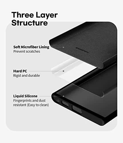 GOOSPERY Liquid Silicone Compatible with Samsung Galaxy S22 Ultra Case, Silky-Soft Touch Full Body Protection Shockproof Cover Case with Soft Microfiber Lining (Black) | Full Coverage Shockproof thumbnail 4