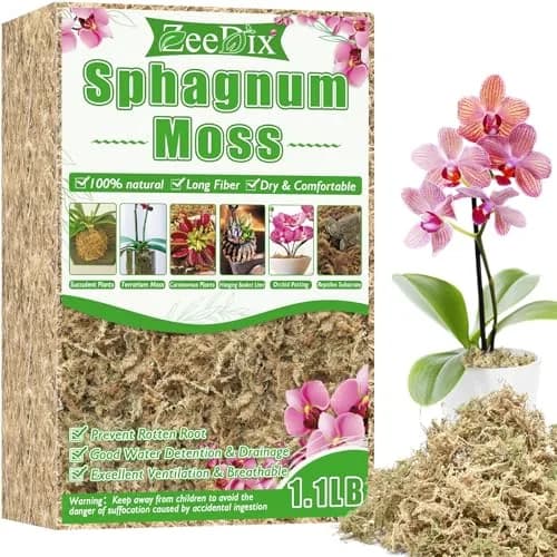 ZeeDix Natural Sphagnum Moss 0.49 kg (1.1 lb) | Expands to 25 qt for Indoor Plants thumbnail 1
