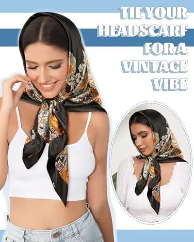 AWAYTR Satin Head Scarf for Women 3 Pcs 90x90cm | Elegant, Breathable & Versatile thumbnail 6