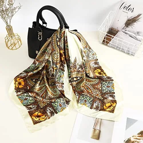 AWAYTR Satin Head Scarf for Women 3 Pcs 90x90cm | Elegant, Breathable & Versatile thumbnail 8