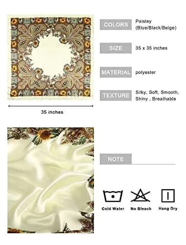 AWAYTR Satin Head Scarf for Women 3 Pcs 90x90cm | Elegant, Breathable & Versatile thumbnail 2