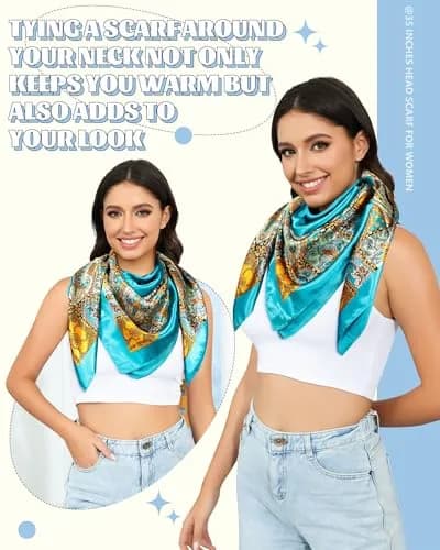 AWAYTR Satin Head Scarf for Women 3 Pcs 90x90cm | Elegant, Breathable & Versatile thumbnail 3