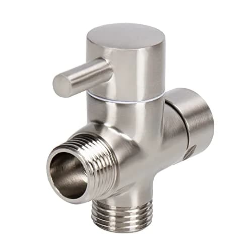 NearMoon Solid Brass G1/2" Shower Arm All Metal Universal 3-Way Diverter Valve for Handheld and Fixed Head, Brushed Nickel thumbnail 1