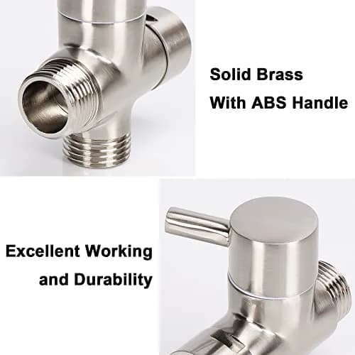 NearMoon Solid Brass G1/2" Shower Arm All Metal Universal 3-Way Diverter Valve for Handheld and Fixed Head, Brushed Nickel thumbnail 4