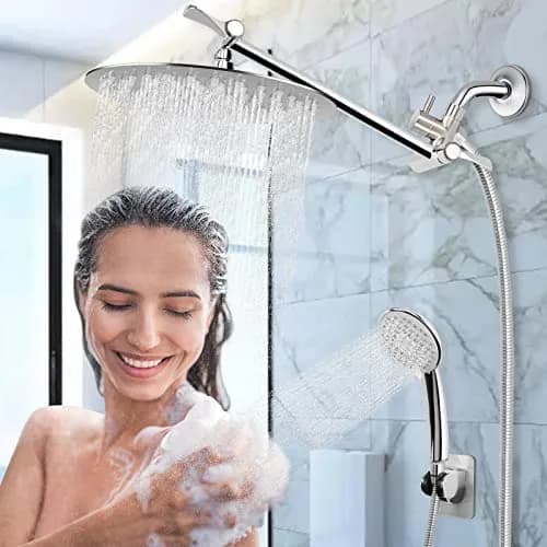 NearMoon Solid Brass G1/2" Shower Arm All Metal Universal 3-Way Diverter Valve for Handheld and Fixed Head, Brushed Nickel thumbnail 5