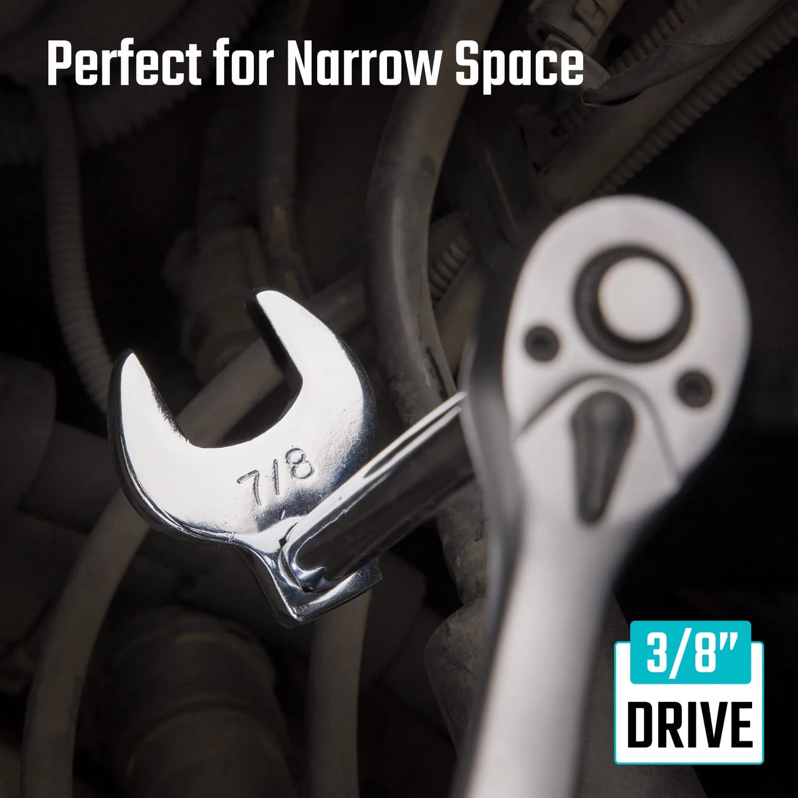 DURATECH 19-Piece 3/8" Drive Crowfoot Wrench Set with 2 Extension Bars | Metric & SAE for Tight Spaces - view 5