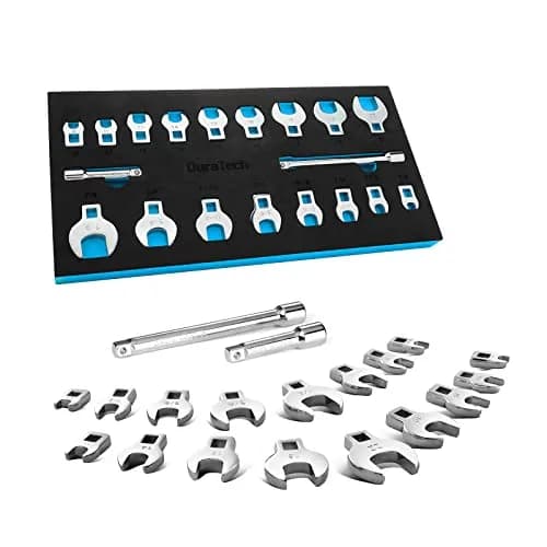 DURATECH 19-Piece 3/8" Drive Crowfoot Wrench Set with 2 Extension Bars | Metric & SAE for Tight Spaces thumbnail 1