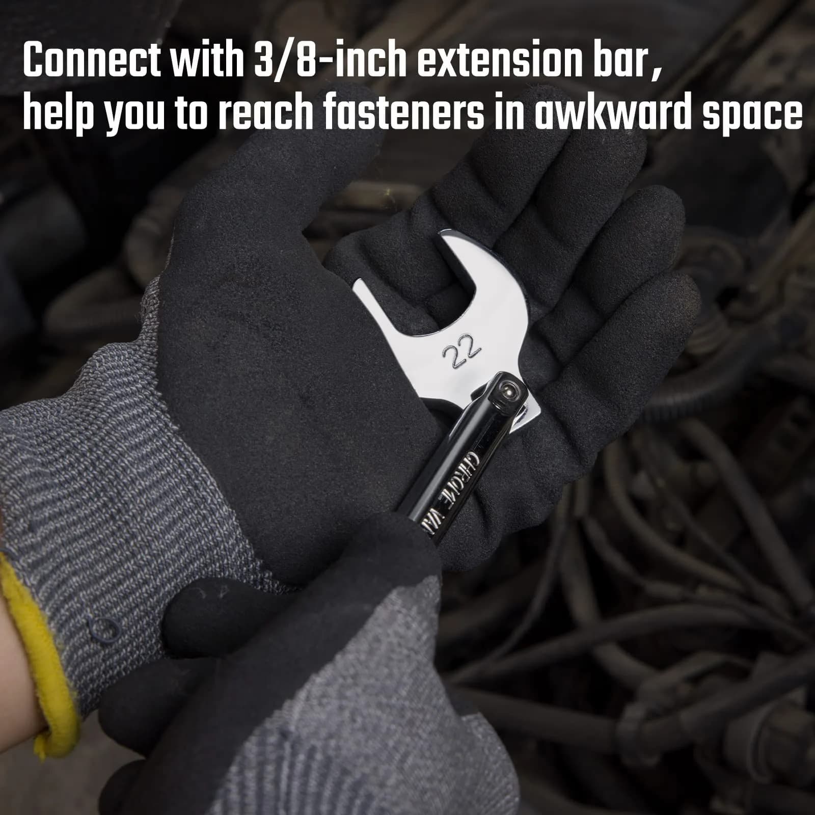DURATECH 19-Piece 3/8" Drive Crowfoot Wrench Set with 2 Extension Bars | Metric & SAE for Tight Spaces - view 4