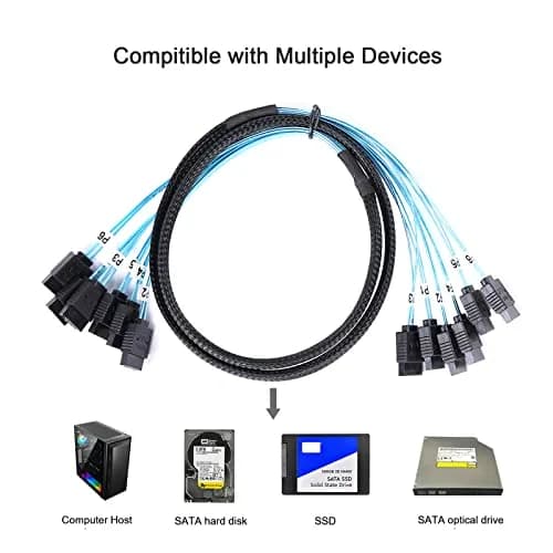 ADCAUDX SATA-III Cable-0.5M | 6 Pack Data Cables for HDD/SSD, SATA 7 Pin, 6Gbps, Nylon Braided thumbnail 6