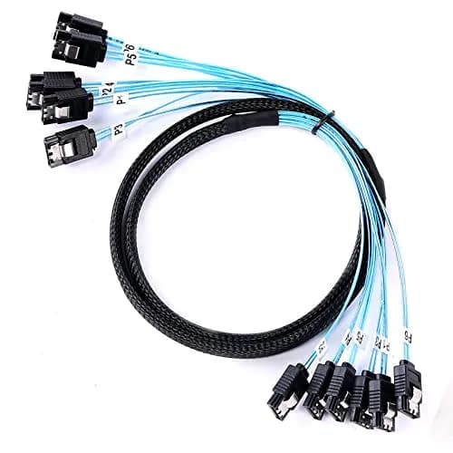 ADCAUDX SATA-III Cable 1M (3.3ft) 6Gbps, 6-Pack Braided Nylon Data Cable | Secure Locking Latch for Internal Drives thumbnail 1
