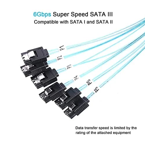 ADCAUDX SATA-III Cable 1M (3.3ft) 6Gbps, 6-Pack Braided Nylon Data Cable | Secure Locking Latch for Internal Drives thumbnail 2