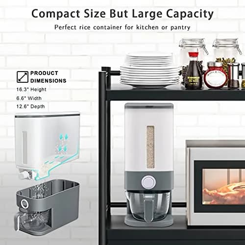 Lenwi Food Storage Container Large | BPA-Free Kitchen Pantry Organization (25 lbs, Grey) thumbnail 5
