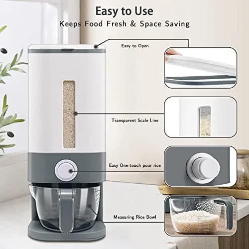 Lenwi Food Storage Container Large | BPA-Free Kitchen Pantry Organization (25 lbs, Grey) thumbnail 3