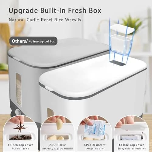 Lenwi Food Storage Container Large | BPA-Free Kitchen Pantry Organization (25 lbs, Grey) thumbnail 4