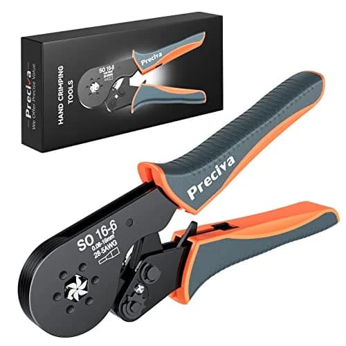 Preciva Hexagonal Ferrule Crimper Self-Adjusting Wire Crimping Pliers AWG 28-5 | Precise Hex Jaw, Ergonomic Handle, 6-Month Warranty thumbnail 1