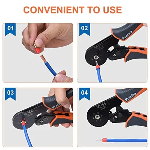 Preciva Hexagonal Ferrule Crimper Self-Adjusting Wire Crimping Pliers AWG 28-5 | Precise Hex Jaw, Ergonomic Handle, 6-Month Warranty thumbnail 5