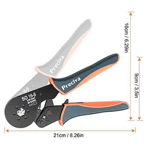 Preciva Hexagonal Ferrule Crimper Self-Adjusting Wire Crimping Pliers AWG 28-5 | Precise Hex Jaw, Ergonomic Handle, 6-Month Warranty thumbnail 6