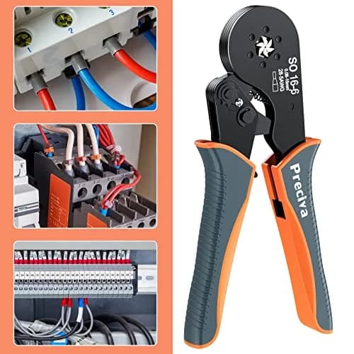 Preciva Hexagonal Ferrule Crimper Self-Adjusting Wire Crimping Pliers AWG 28-5 | Precise Hex Jaw, Ergonomic Handle, 6-Month Warranty thumbnail 7
