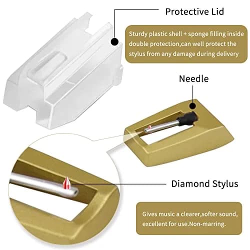banpa Gold Turntable Cartridge with Diamond Stylus Replacement | Fits Crosley, ION, Pyle, Jensen, Victola, Teac & More thumbnail 5