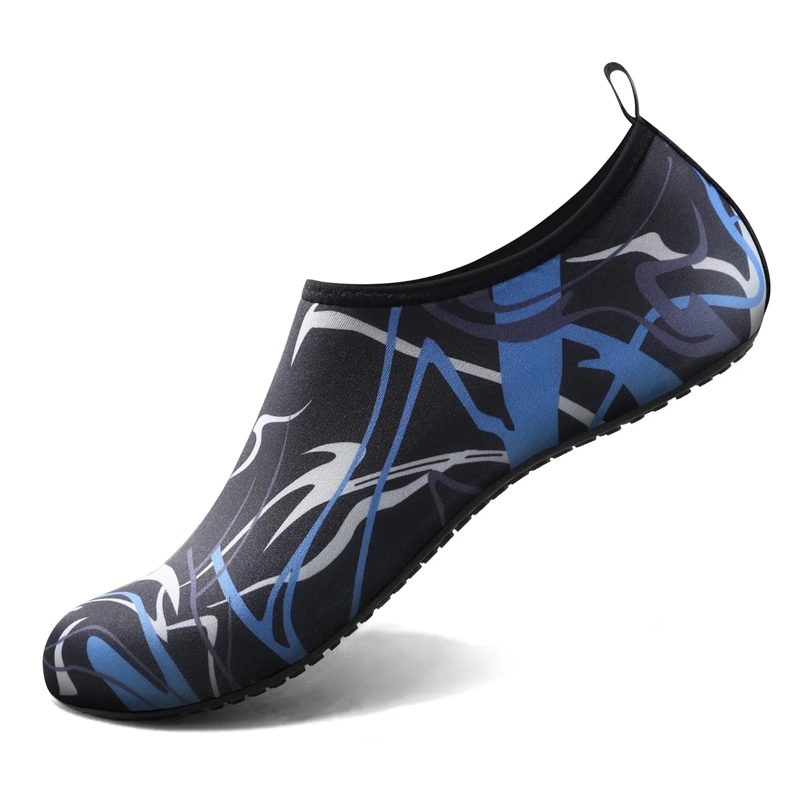 ATHMILE Water Shoes for Women Men Quick-Dry Aqua Socks with Non-Slip Sole, Blue-White-W019 (US Women 7-8 / Men 6-7)