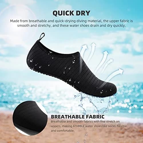 ATHMILE Water Shoes for Women & Men, Quick-Dry Aqua Socks with Non-Slip Sole | Size 3-4 Women/2-3 Men thumbnail 7