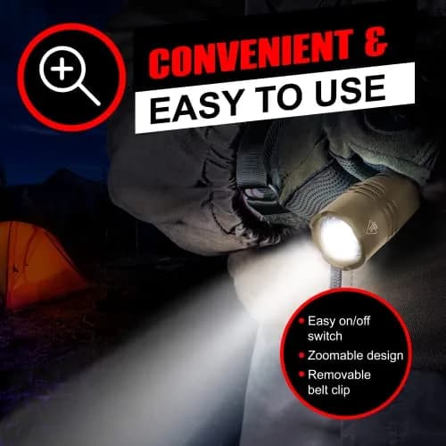 GearLight TAC LED Flashlight Pack - 2 Compact Tactical Flashlights with High Lumens for Outdoor & Emergency Use - Desert Tan thumbnail 4