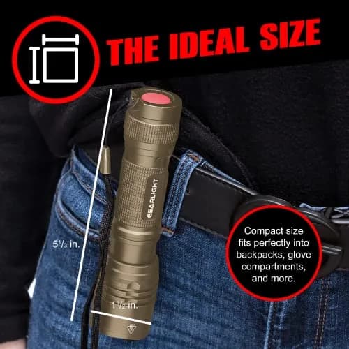 GearLight TAC LED Flashlight Pack - 2 Compact Tactical Flashlights with High Lumens for Outdoor & Emergency Use - Desert Tan thumbnail 7