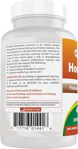 Best Naturals Horsetail 440 mg 180 Capsules | Gluten-Free, Non-GMO, Made in USA thumbnail 7