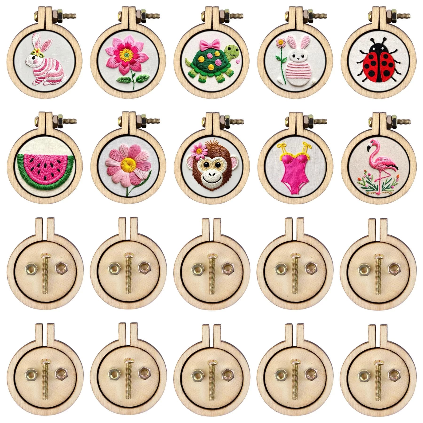 Framendino Mini Embroidery Hoops Wood Round Cross Stitch for Crafts Jewelry 20 Pack (2.9 cm / 2.5 cm) - main product image