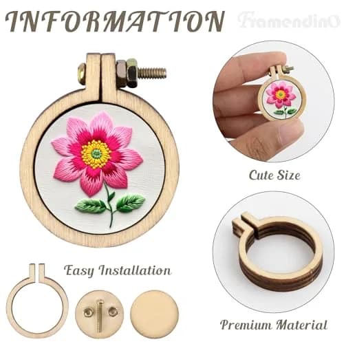 Framendino Mini Embroidery Hoops Wood Round Cross Stitch for Crafts Jewelry 20 Pack (2.9 cm / 2.5 cm) thumbnail 5