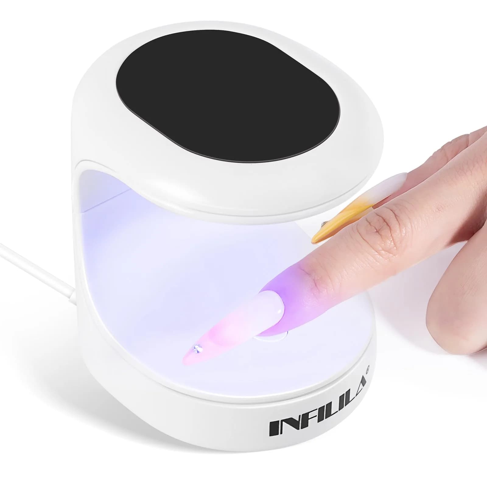 NXJ INFILILA Mini UV Nail Lamp 16W Blue | Portable Single Finger Gel Curing Light — Black