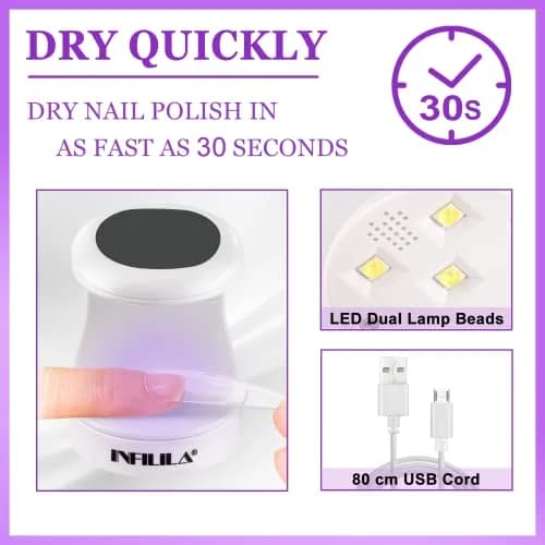 NXJ INFILILA Mini UV LED Nail Lamp 16W Black | Portable Single-Finger Gel Curing Light thumbnail 2