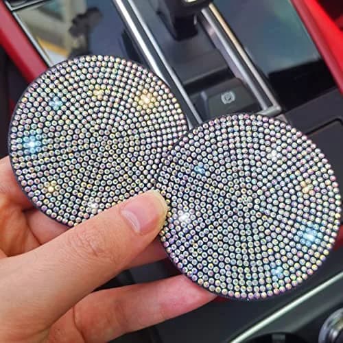 NBTEPEM Bling Car Cup Holder Coasters 2.75 inch (7 cm) Diameter, 2-Pack | Sparkle & Protect Your Car Interior thumbnail 4