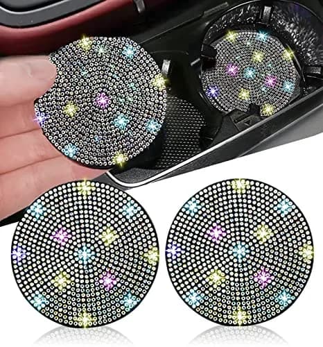 NBTEPEM Bling Car Cup Holder Coasters 2.75 inch (7 cm) Diameter, 2-Pack | Sparkle & Protect Your Car Interior thumbnail 1