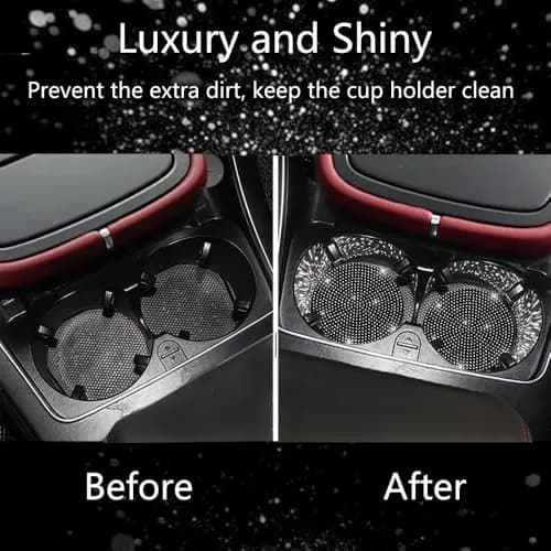 NBTEPEM Bling Car Cup Holder Coasters 2 pcs Black | Sparkle & Protect Your Car Interior thumbnail 6