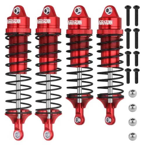 ARRAROWN 4PCS RC Car Shock Set 100mm/90mm Front & 115mm/105mm Rear | CNC Machined Alloy Upgrade thumbnail 1