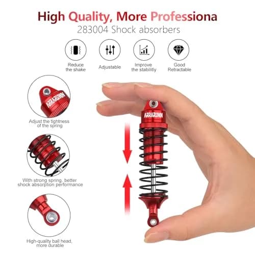 ARRAROWN 4PCS RC Car Shock Set 100mm/90mm Front & 115mm/105mm Rear | CNC Machined Alloy Upgrade thumbnail 5