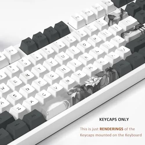MOLGRIA Ink Lotus Custom Keycaps 140 Set PBT OEM Profile Dye Sublimation ANSI/ISO Layout for Gaming Keyboard thumbnail 3