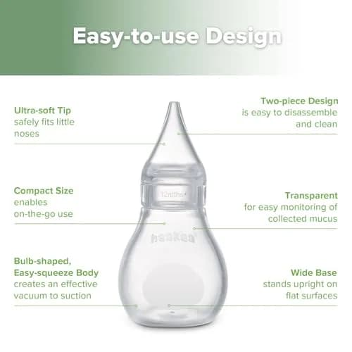 Haakaa Silicone Baby Nasal Aspirator, Nose Bulb Syringe | Gentle Mucus Removal for Infants thumbnail 3