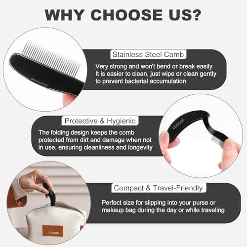 docolor Foldable Eyelash Comb Separator | Metal Comb for Mascara & Brows, Compact & Travel-Friendly thumbnail 6