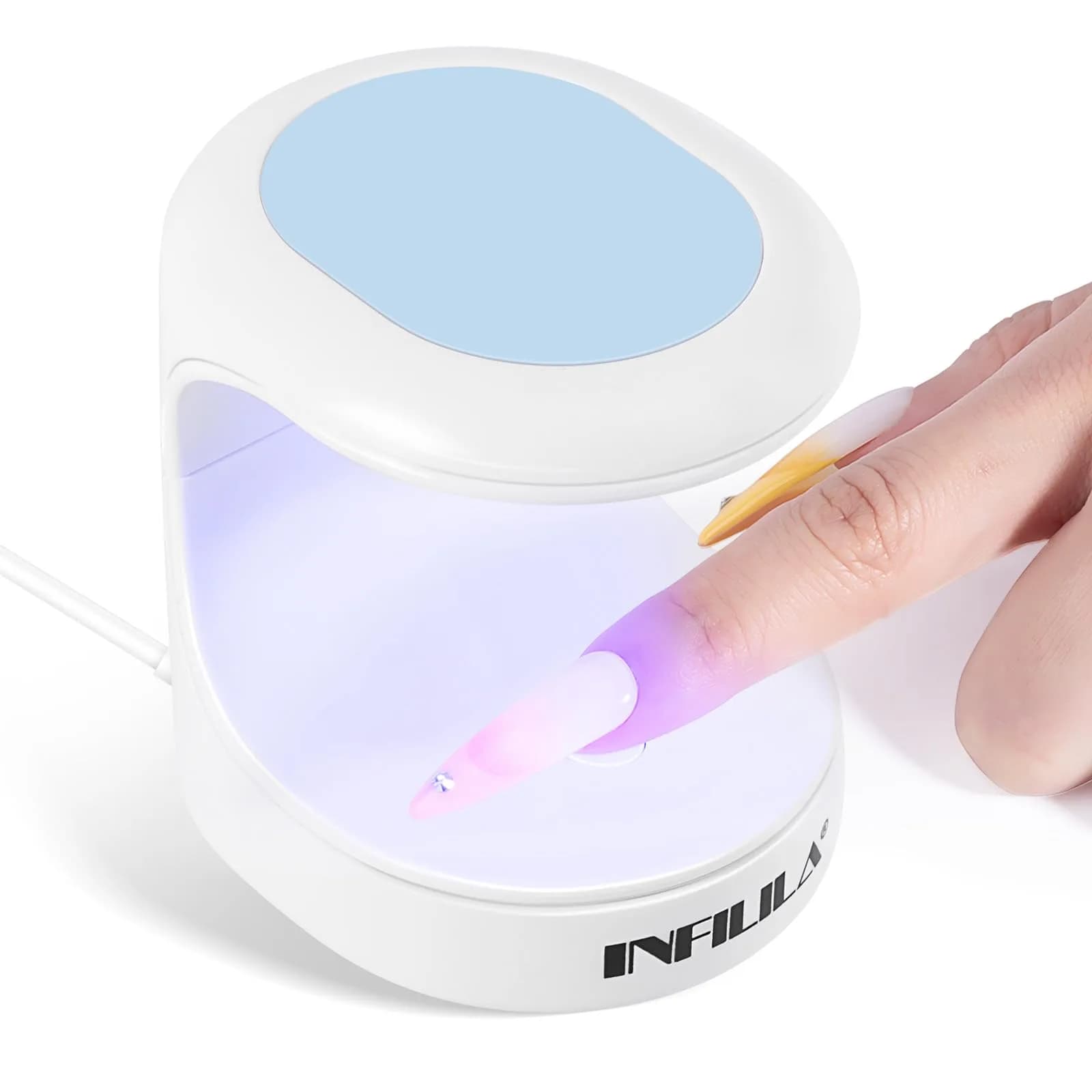 NXJ INFILILA Mini UV Nail Lamp 16W Blue | Portable Single Finger Gel Curing Light - main product image