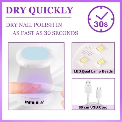 NXJ INFILILA Mini UV Nail Lamp 16W Blue | Portable Single Finger Gel Curing Light thumbnail 2