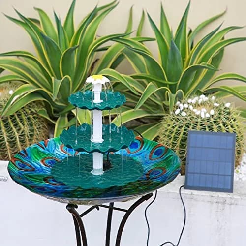 AISITIN 3 Tiered Bird Bath with 3.5W Solar Water Pump & Fountain | Green Plastic thumbnail 4