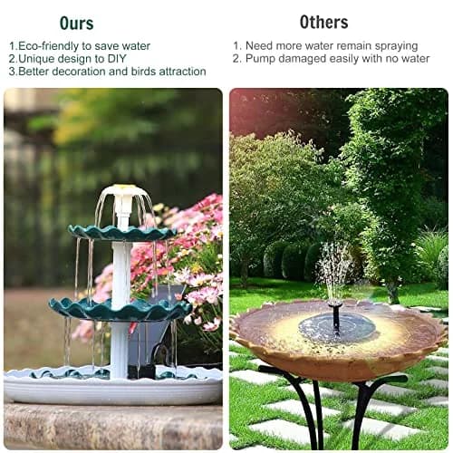 AISITIN 3 Tiered Bird Bath with 3.5W Solar Water Pump & Fountain | Green Plastic thumbnail 6