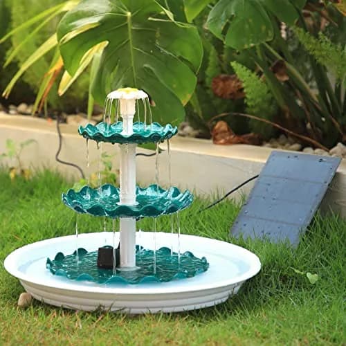 AISITIN 3 Tiered Bird Bath with 3.5W Solar Water Pump & Fountain | Green Plastic thumbnail 7
